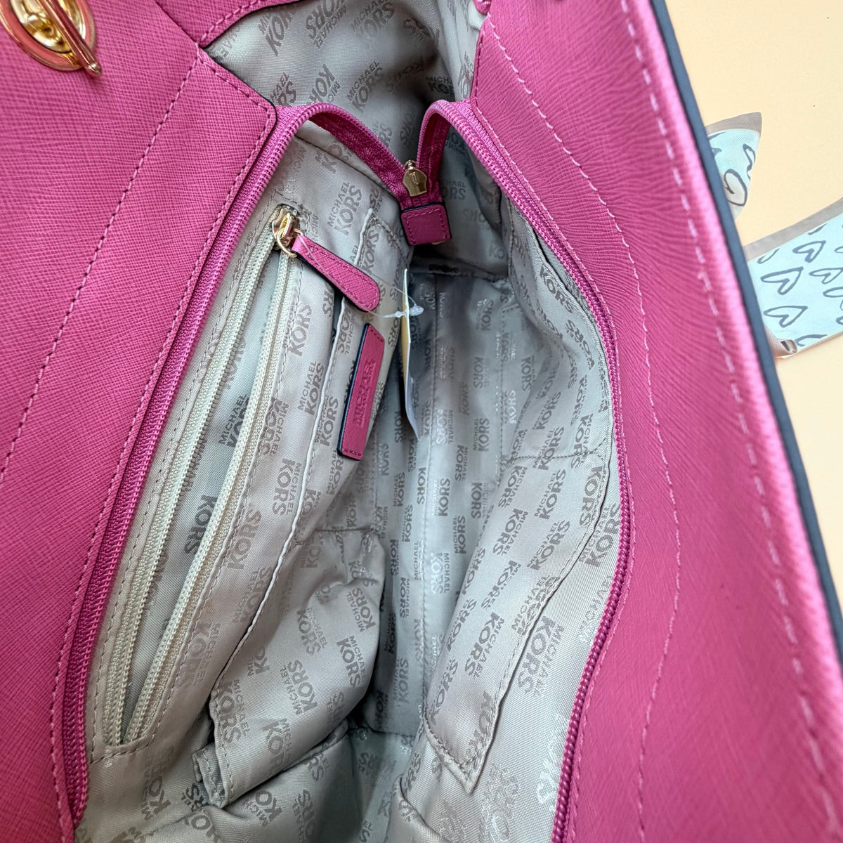 Michael Kors Jet Set Travel Large Chain Tote Tulip Pink Saffiano Leather Bag NWT