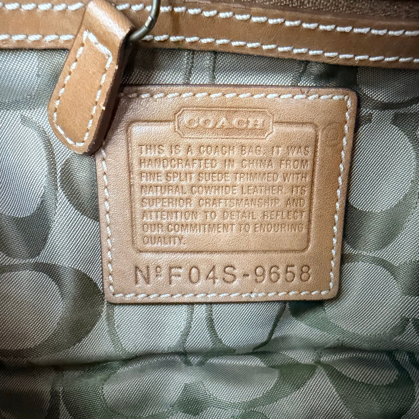 Y2k Coach Soho Suede Hobo Shoulder Bag Camel Tan Leather Trim Brass Hardware