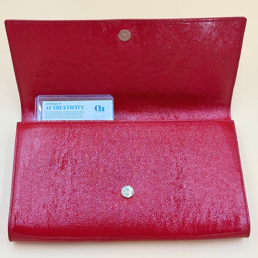 Authentic Saint Laurent Belle de Jour Red Leather Clutch Bag with COA