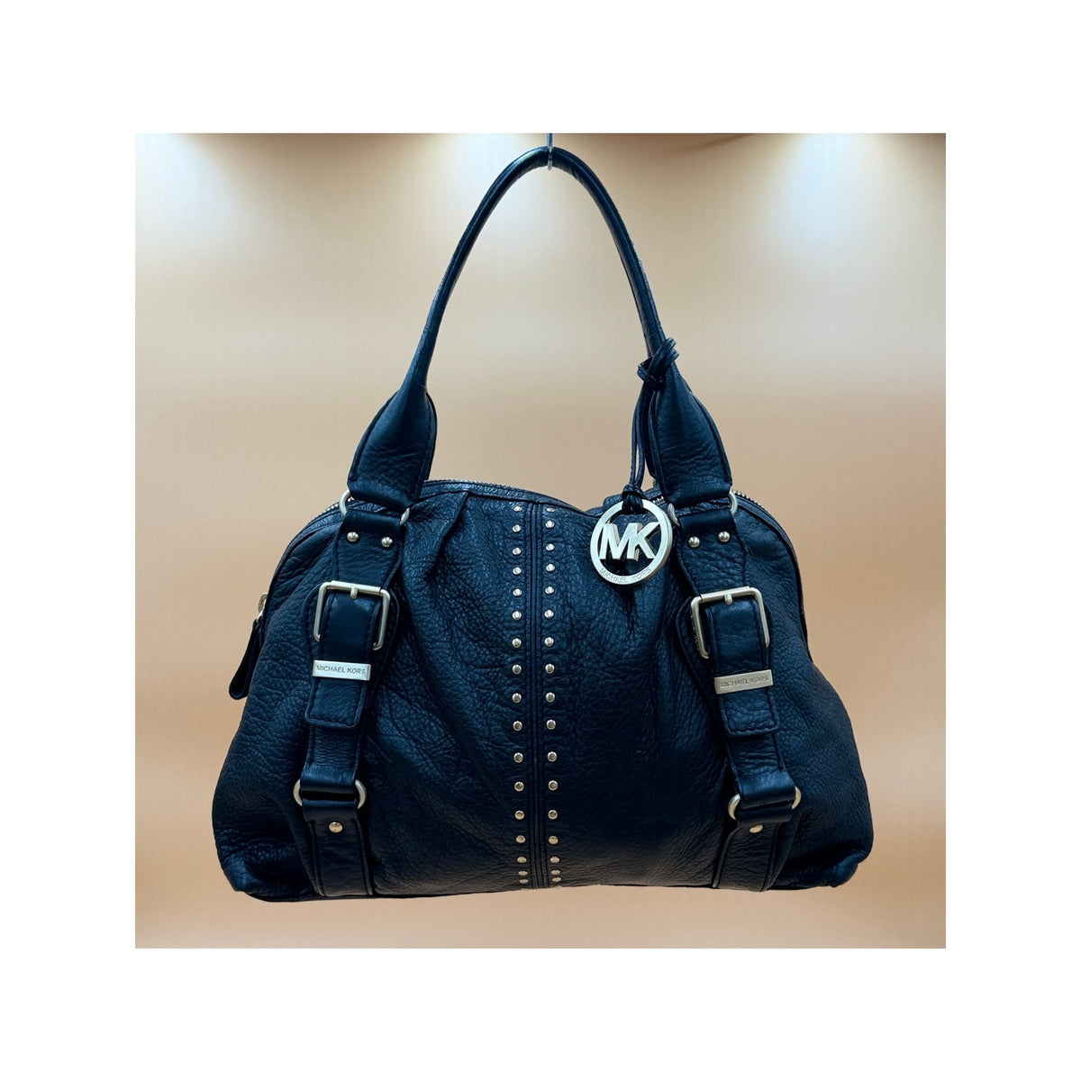 MICHAEL KORS Astor Black Pebbled Leather Satchel Shoulder Tote Hobo Bag with COA