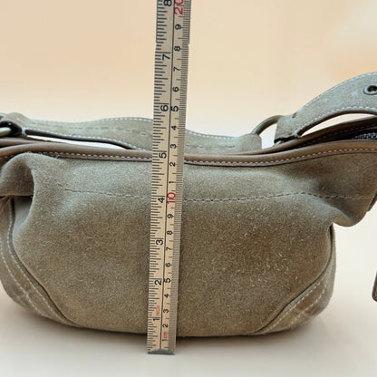 Y2k Coach Soho Suede Hobo Shoulder Bag Camel Tan Leather Trim Brass Hardware