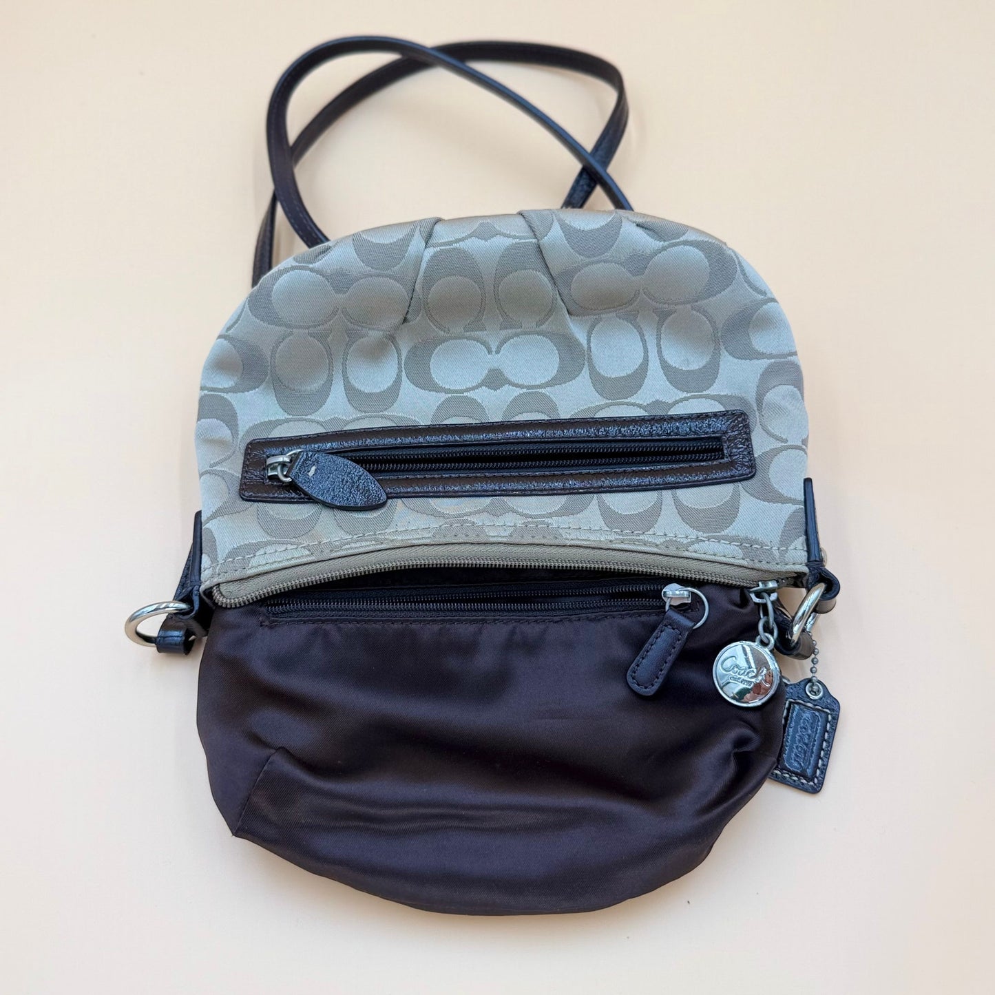 COACH Y2K Signature Sateen Crossbody Bag With A Curved Half-Moon Silhouette