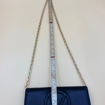 Valentino by Mario Valentino Black Leather Wallet on Chain WOC Crossbody Gold Chain
