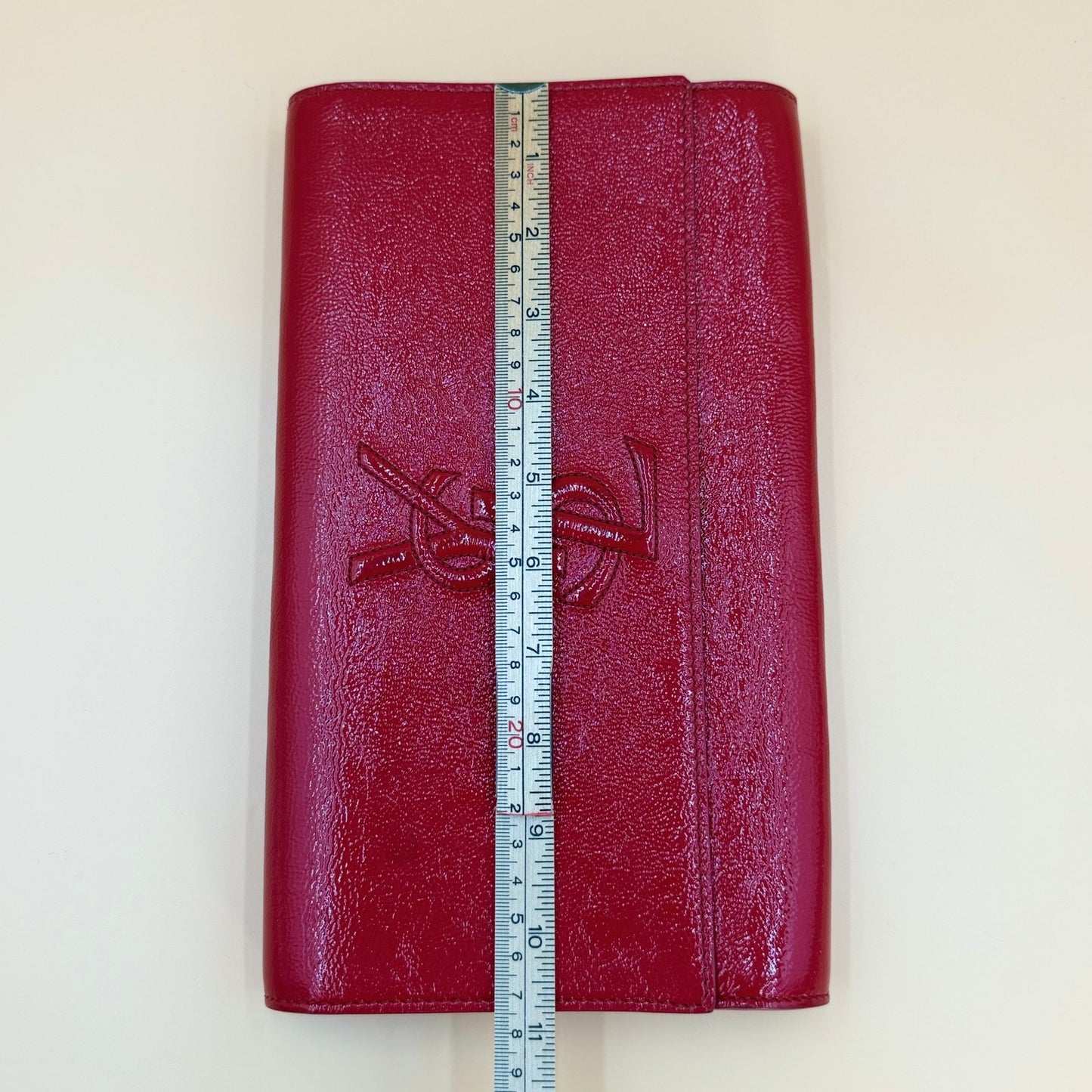 Authentic Saint Laurent Belle de Jour Red Leather Clutch Bag with COA