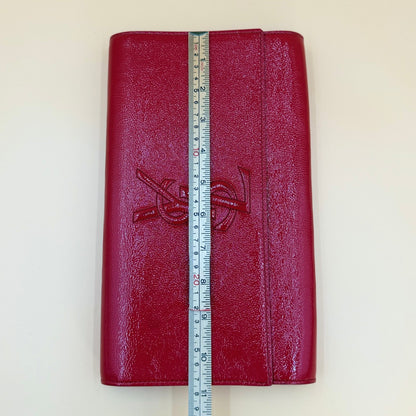 Authentic Saint Laurent Belle de Jour Red Leather Clutch Bag with COA