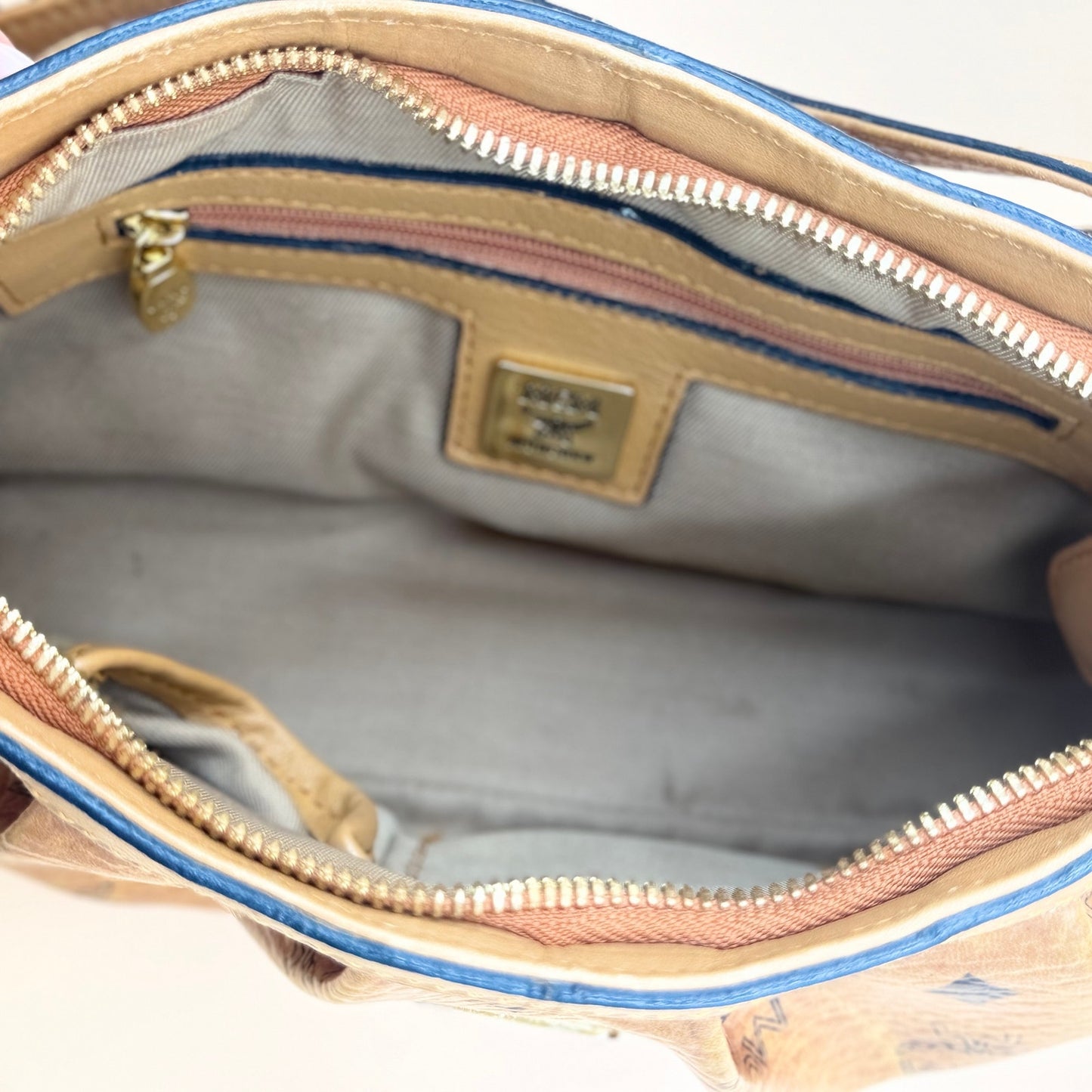 MCM Visetos Cognac Coated Canvas Shoulder Bag – Classic Monogram Mini Hobo Bag