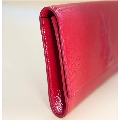 Authentic Saint Laurent Belle de Jour Red Leather Clutch Bag with COA