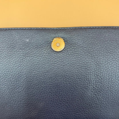 Tory Burch Royal Blue Pebbled Leather Crossbody Flap Bag Gold Tone Adjustable Strap