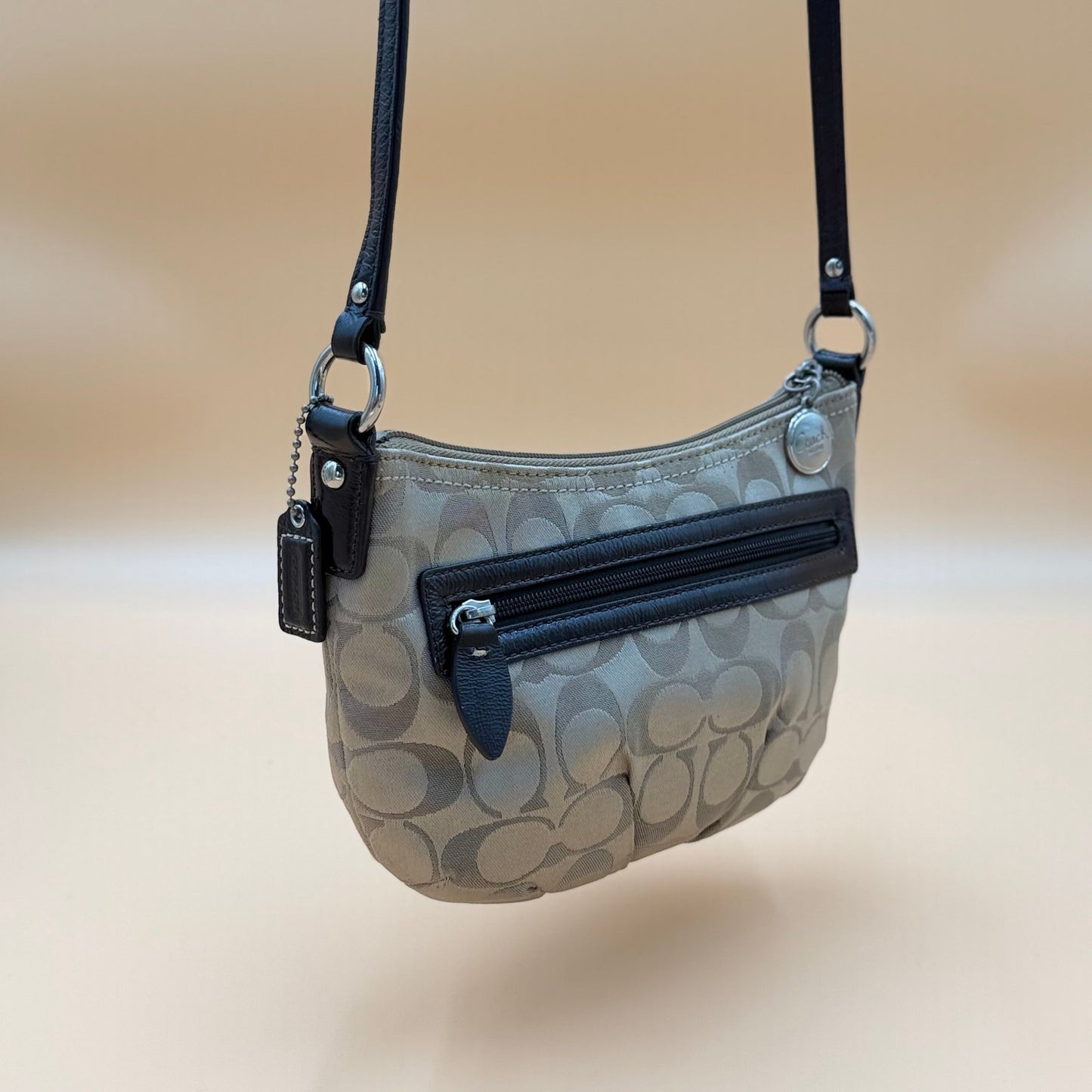 COACH Y2K Signature Sateen Crossbody Bag With A Curved Half-Moon Silhouette
