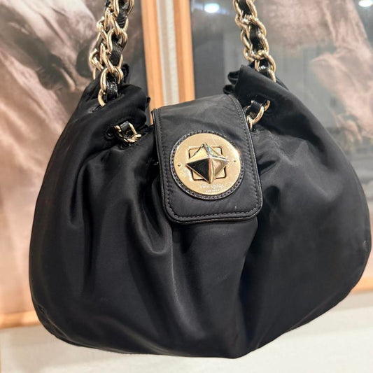 Kate spade new york blackAuthentic Kate Spade New York Nylon Chain Shoulder Bag – Black | Gold Hardware