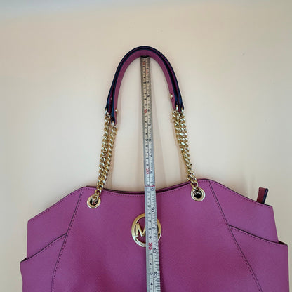 Michael Kors Jet Set Travel Large Chain Tote Tulip Pink Saffiano Leather Bag NWT