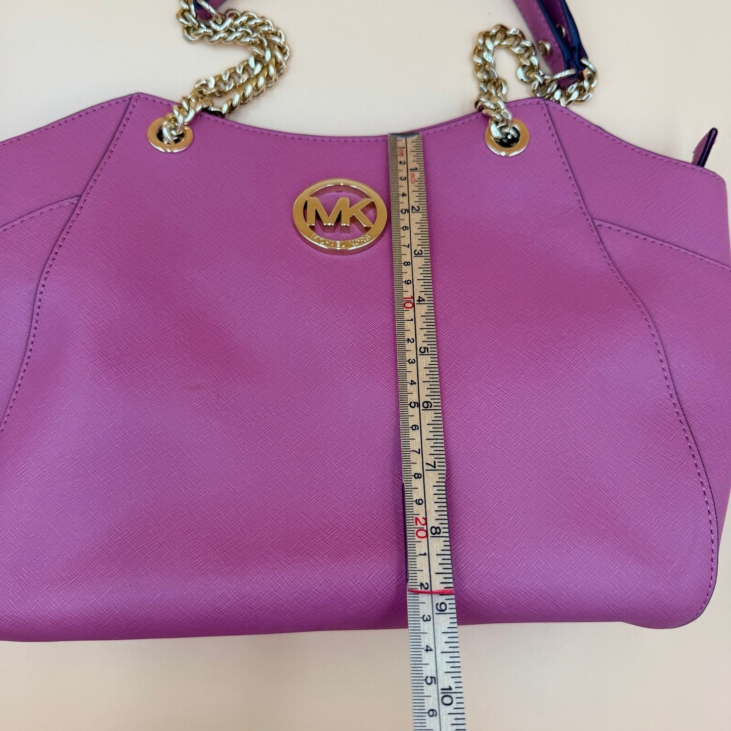 Michael Kors Jet Set Travel Large Chain Tote Tulip Pink Saffiano Leather Bag NWT
