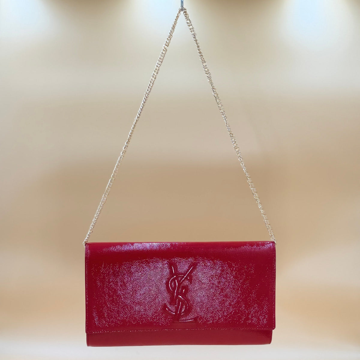 Authentic Saint Laurent Belle de Jour Red Leather Clutch Bag with COA