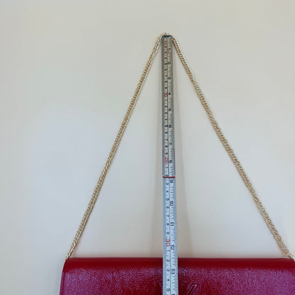 Authentic Saint Laurent Belle de Jour Red Leather Clutch Bag with COA