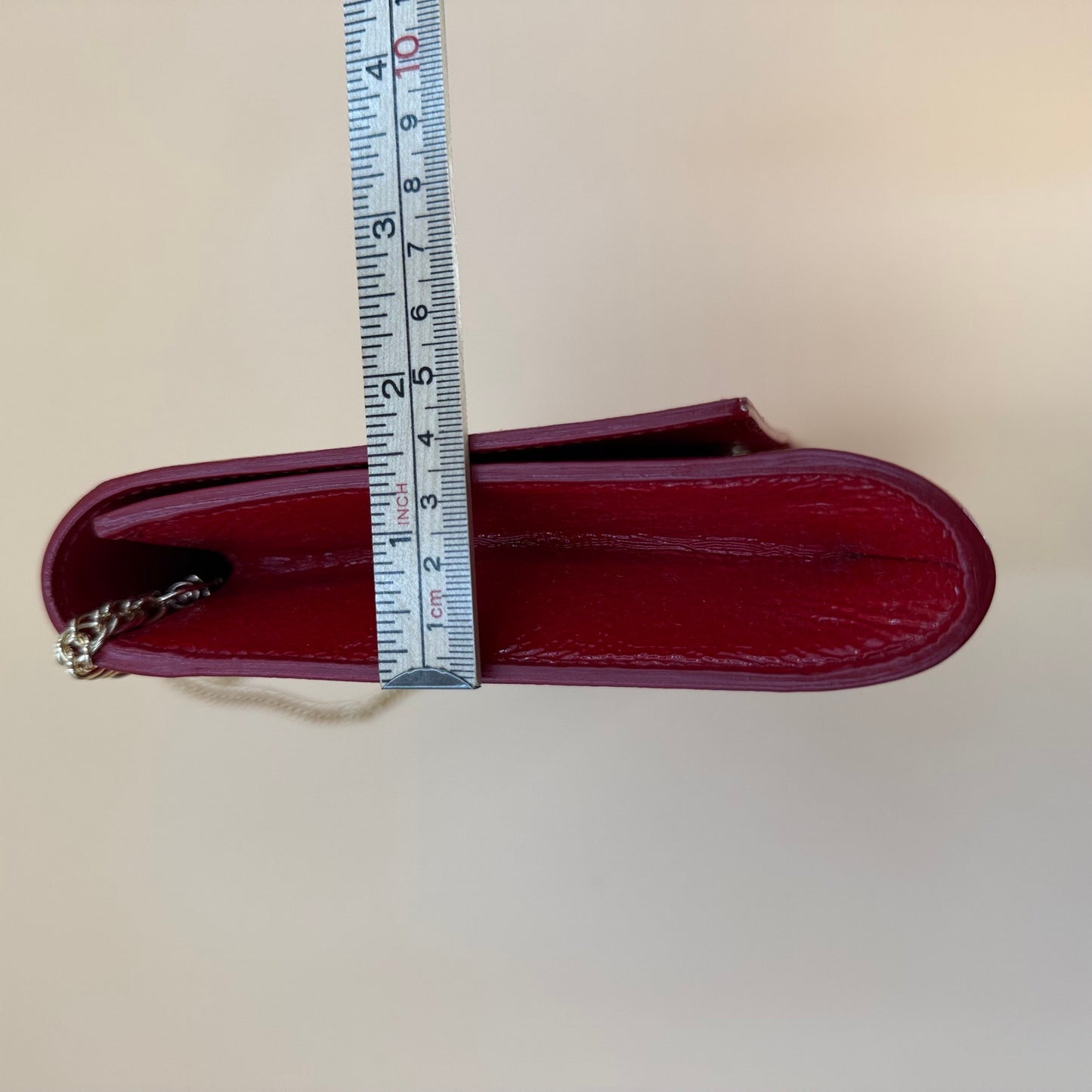 Authentic Saint Laurent Belle de Jour Red Leather Clutch Bag with COA