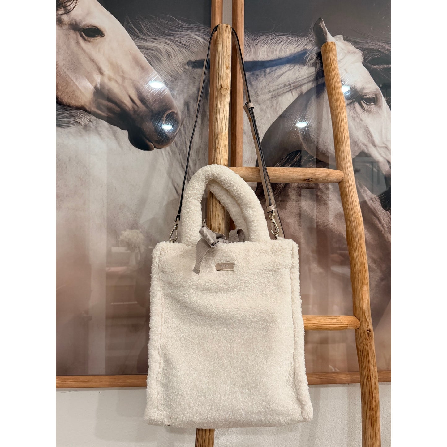 Kate Spade New York Sherpa Tote Bag | Ivory Teddy Faux Shearling | Crossbody